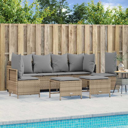 Set Divano da Giardino 5 pz con Cuscini Beige in Polyrattan - homemem39