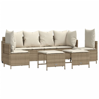 Set Divano da Giardino 5 pz con Cuscini Beige in Polyrattan - homemem39