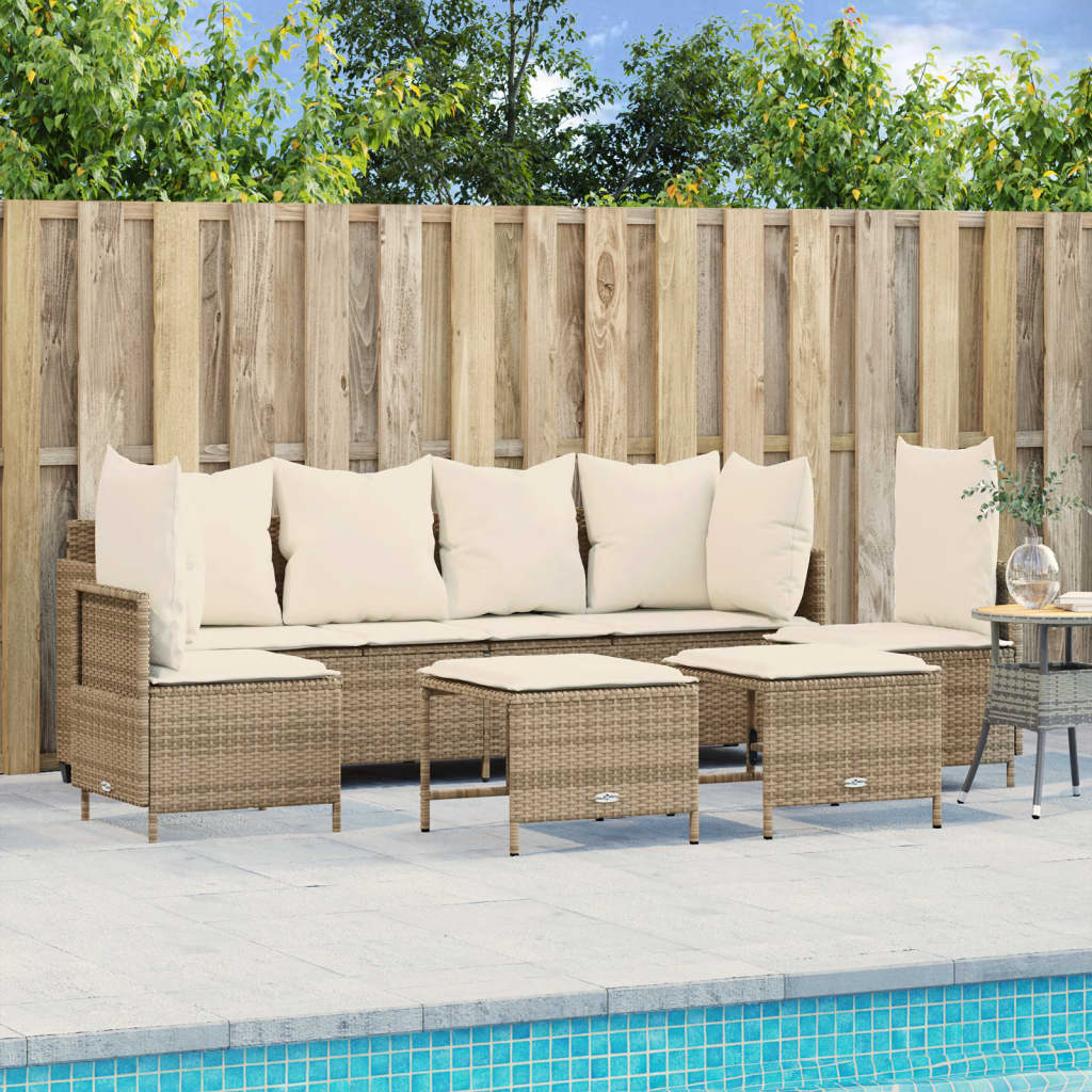 Set Divano da Giardino 5 pz con Cuscini Beige in Polyrattan - homemem39
