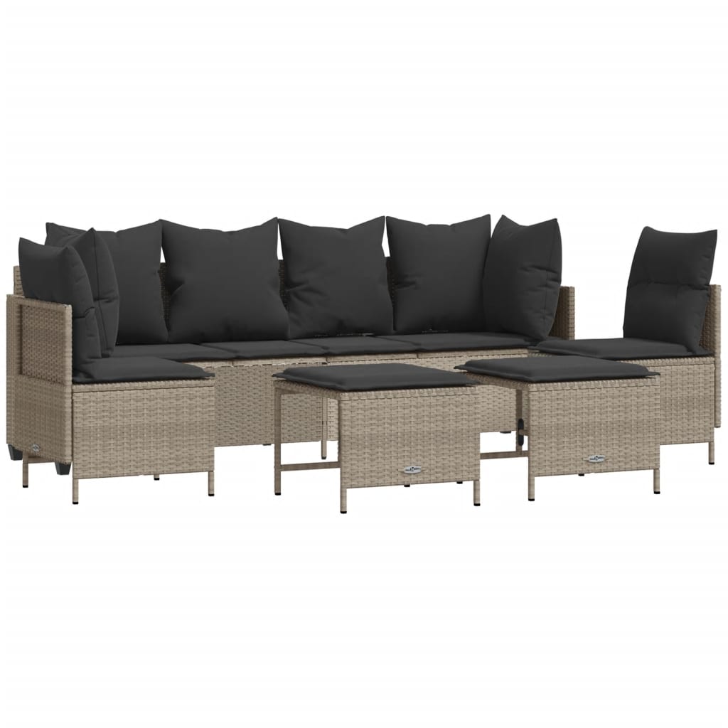 Set Divano da Giardino 5pz con Cuscini Grigio Chiaro Polyrattan | homemem39