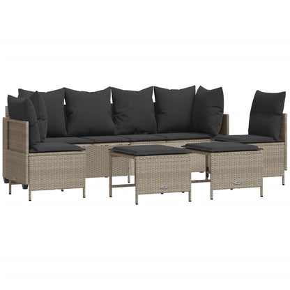 Set Divano da Giardino 5pz con Cuscini Grigio Chiaro Polyrattan | homemem39
