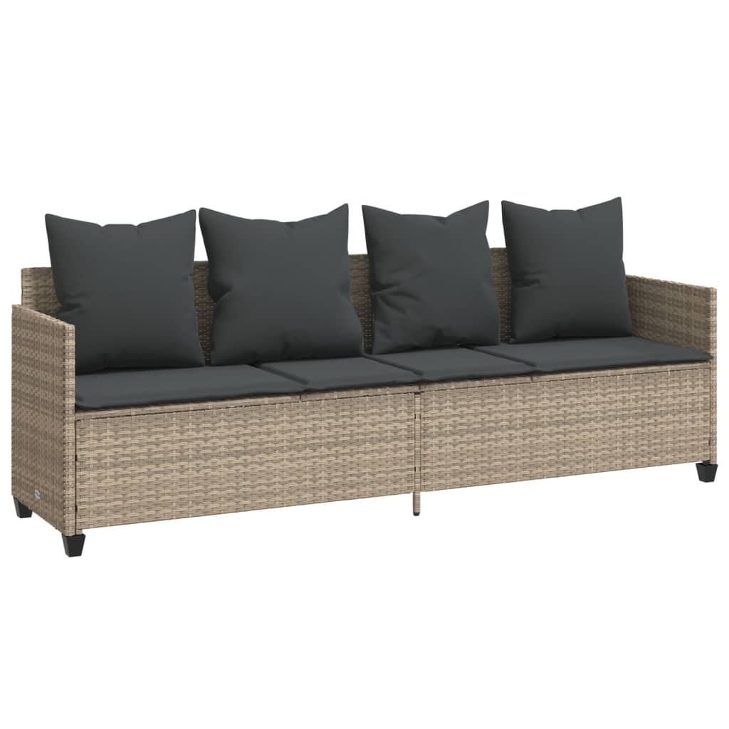 Set Divano da Giardino 5pz con Cuscini Grigio Chiaro Polyrattan | homemem39