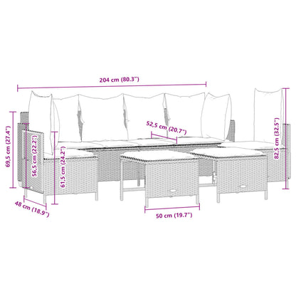 Set Divano da Giardino 5pz con Cuscini Grigio Chiaro Polyrattan | homemem39
