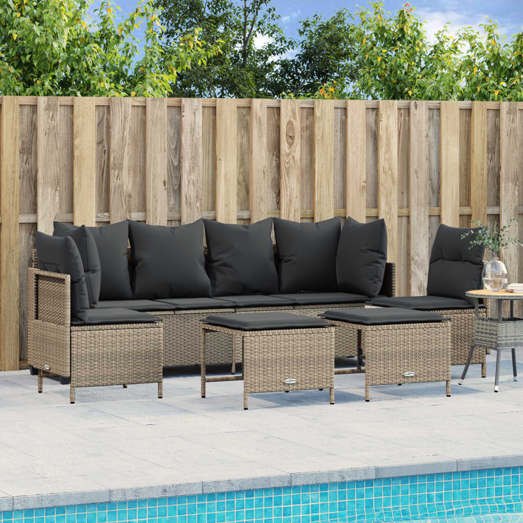 Set Divano da Giardino 5pz con Cuscini Grigio Chiaro Polyrattan - homemem39
