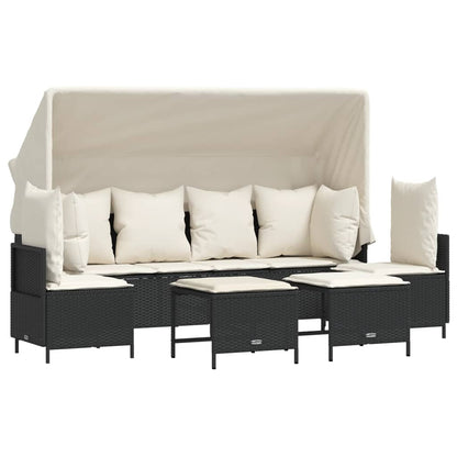 Set Divani da Giardino 5 pz con Cuscini in Polyrattan Nero | homemem39