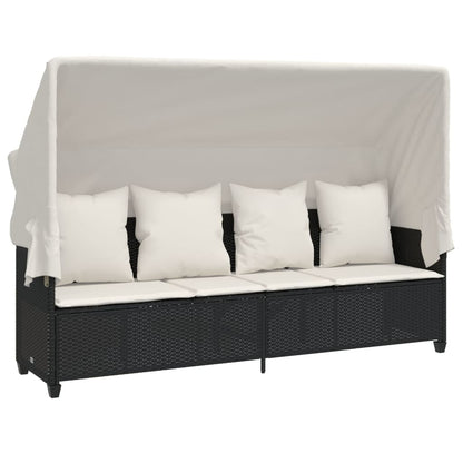Set Divani da Giardino 5 pz con Cuscini in Polyrattan Nero | homemem39
