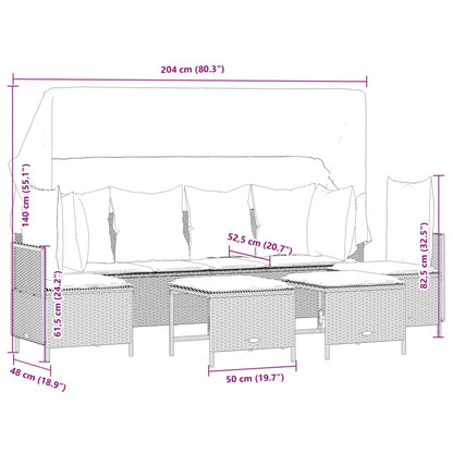 Set Divani da Giardino 5 pz con Cuscini in Polyrattan Nero | homemem39