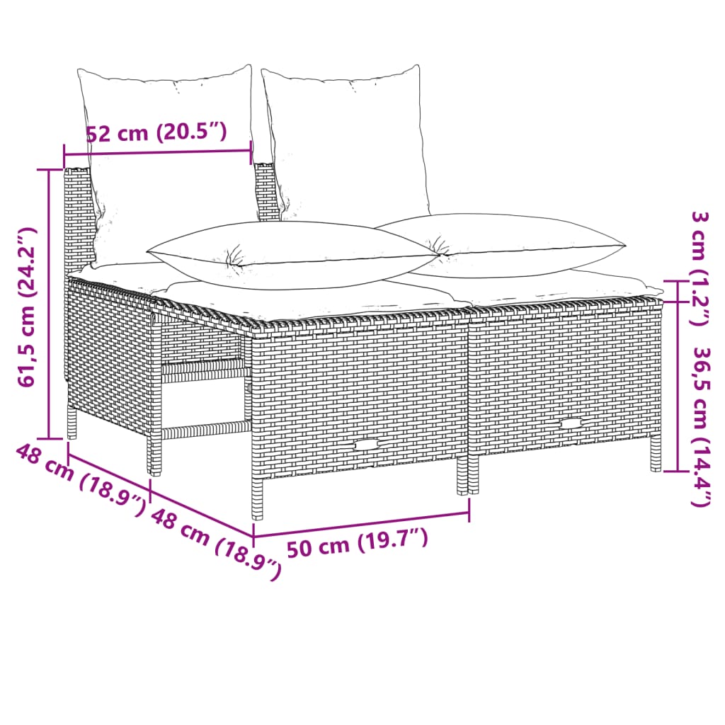 Set Divani da Giardino 5 pz con Cuscini in Polyrattan Nero | homemem39