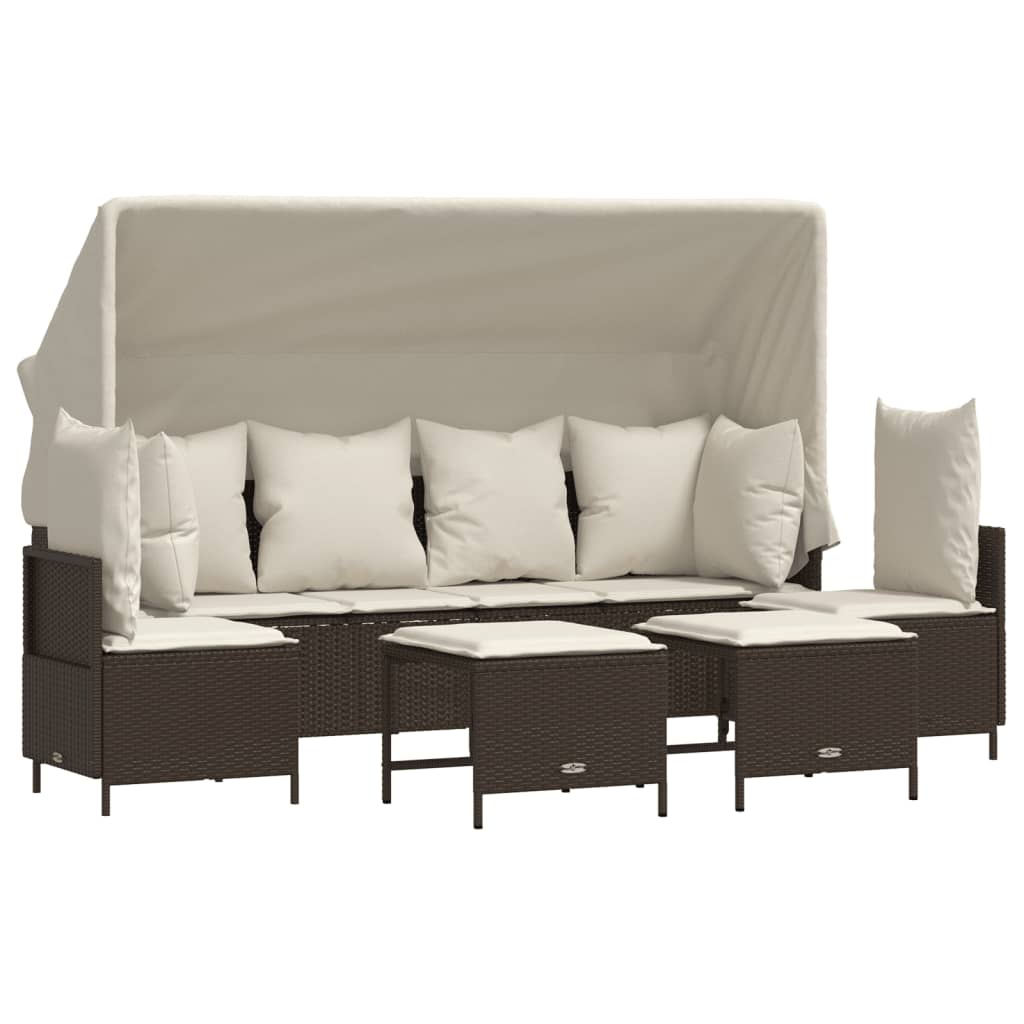 Set Divano da Giardino 5 pz con Cuscini Marrone in Polyrattan | homemem39