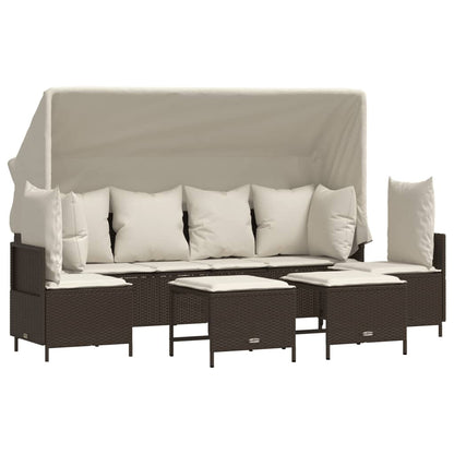 Set Divano da Giardino 5 pz con Cuscini Marrone in Polyrattan - homemem39