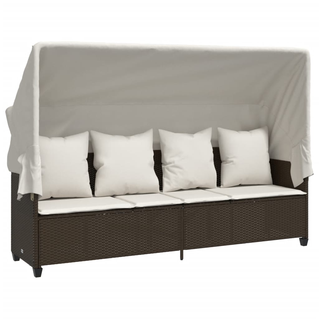 Set Divano da Giardino 5 pz con Cuscini Marrone in Polyrattan | homemem39