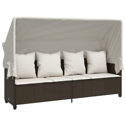 Set Divano da Giardino 5 pz con Cuscini Marrone in Polyrattan | homemem39