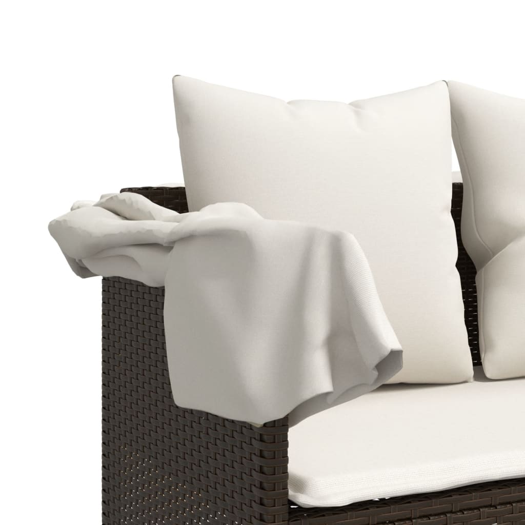 Set Divano da Giardino 5 pz con Cuscini Marrone in Polyrattan | homemem39