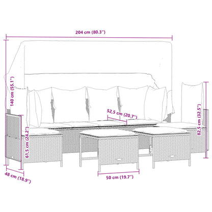 Set Divano da Giardino 5 pz con Cuscini Marrone in Polyrattan | homemem39