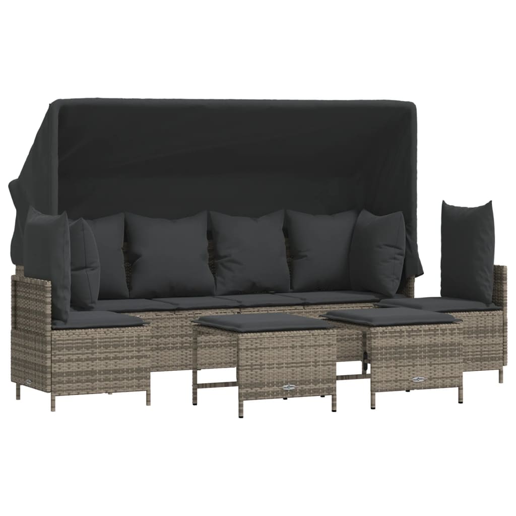 Set Divano da Giardino 5 pz con Cuscini Grigio in Polyrattan | homemem39