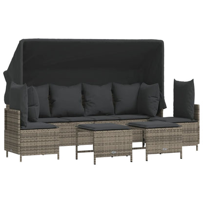 Set Divano da Giardino 5 pz con Cuscini Grigio in Polyrattan | homemem39