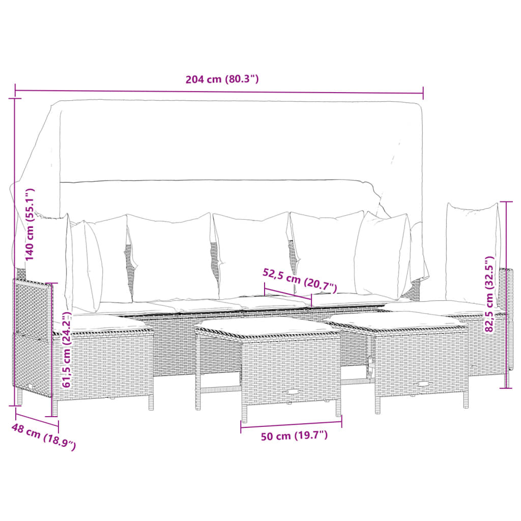 Set Divano da Giardino 5 pz con Cuscini Grigio in Polyrattan | homemem39