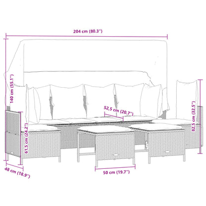 Set Divano da Giardino 5 pz con Cuscini Grigio in Polyrattan | homemem39