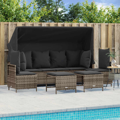 Set Divano da Giardino 5 pz con Cuscini Grigio in Polyrattan | homemem39