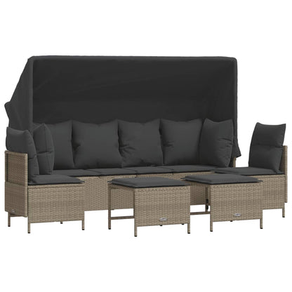 Set Divano da Giardino 5pz con Cuscini Grigio Chiaro Polyrattan | homemem39