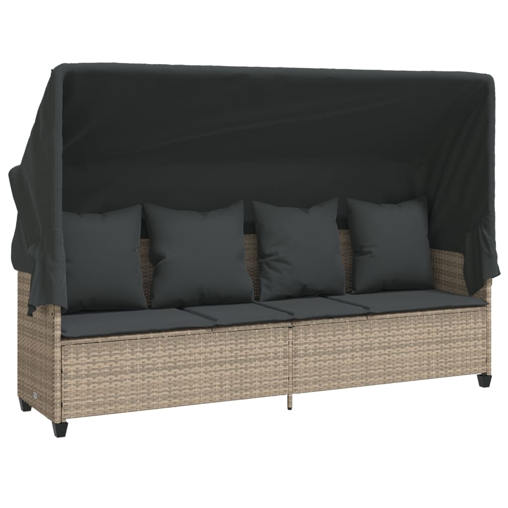 Set Divano da Giardino 5pz con Cuscini Grigio Chiaro Polyrattan | homemem39