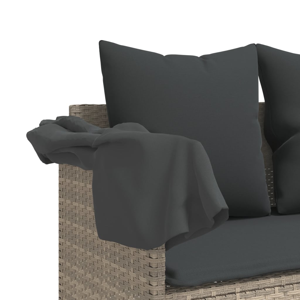 Set Divano da Giardino 5pz con Cuscini Grigio Chiaro Polyrattan | homemem39