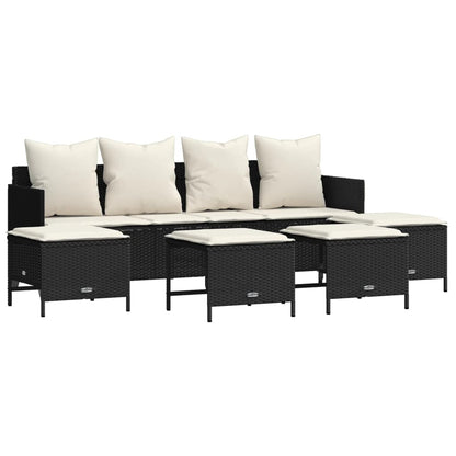 Set Divani da Giardino 5 pz con Cuscini in Polyrattan Nero | homemem39
