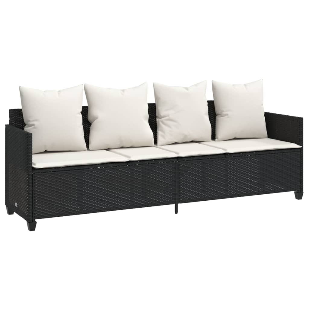 Set Divani da Giardino 5 pz con Cuscini in Polyrattan Nero | homemem39