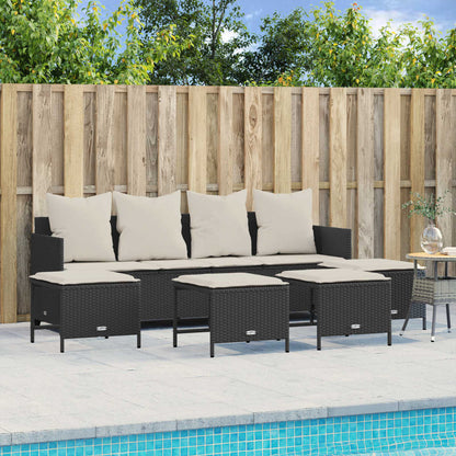 Set Divani da Giardino 5 pz con Cuscini in Polyrattan Nero | homemem39