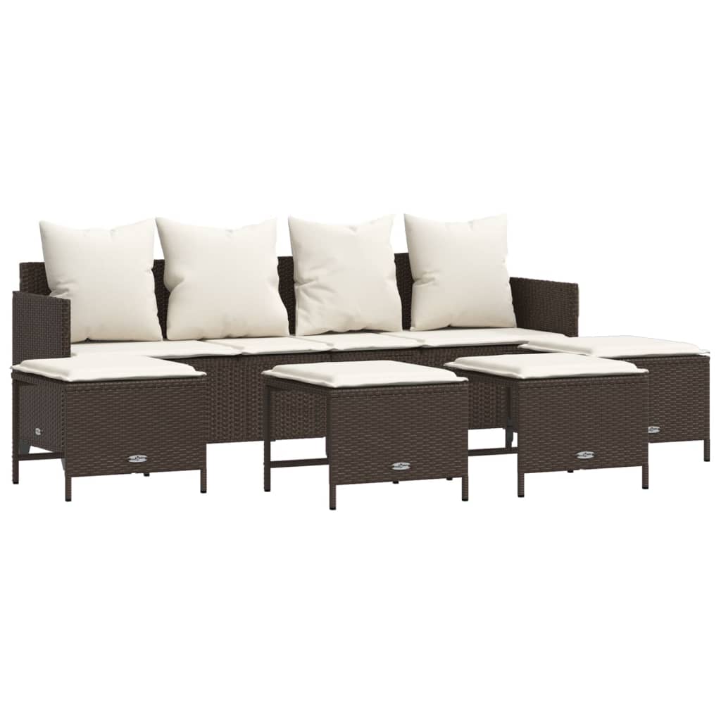 Set Divano da Giardino 5 pz con Cuscini Marrone in Polyrattan | homemem39