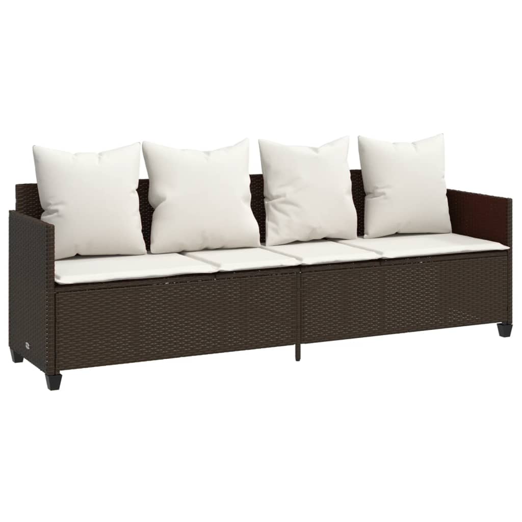 Set Divano da Giardino 5 pz con Cuscini Marrone in Polyrattan | homemem39