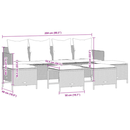 Set Divano da Giardino 5 pz con Cuscini Marrone in Polyrattan | homemem39