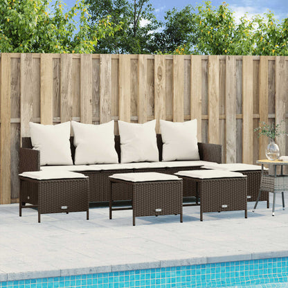 Set Divano da Giardino 5 pz con Cuscini Marrone in Polyrattan | homemem39