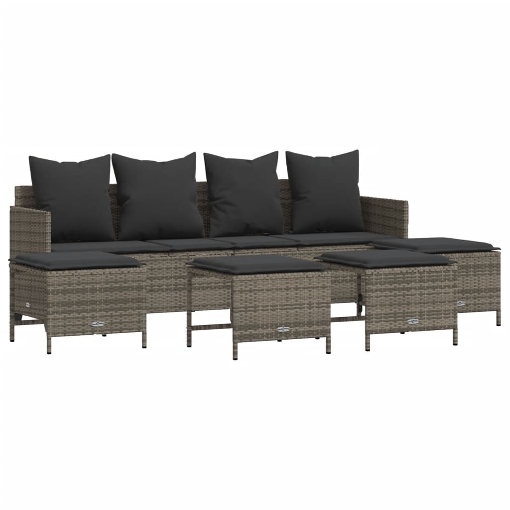Set Divano da Giardino 5 pz con Cuscini Grigio in Polyrattan | homemem39