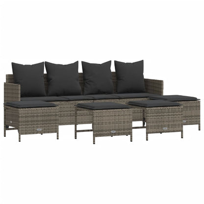 Set Divano da Giardino 5 pz con Cuscini Grigio in Polyrattan | homemem39