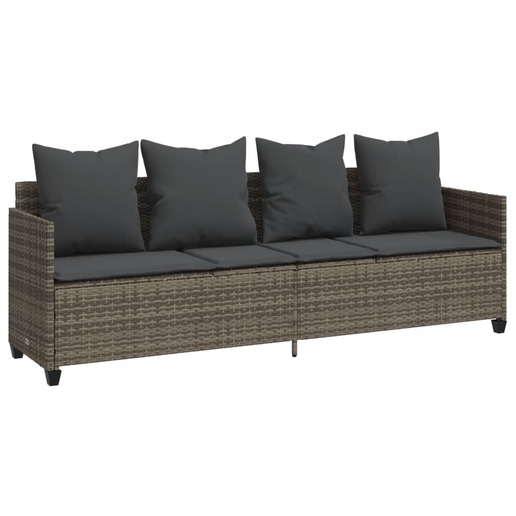 Set Divano da Giardino 5 pz con Cuscini Grigio in Polyrattan - homemem39