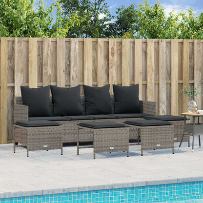 Set Divano da Giardino 5 pz con Cuscini Grigio in Polyrattan - homemem39
