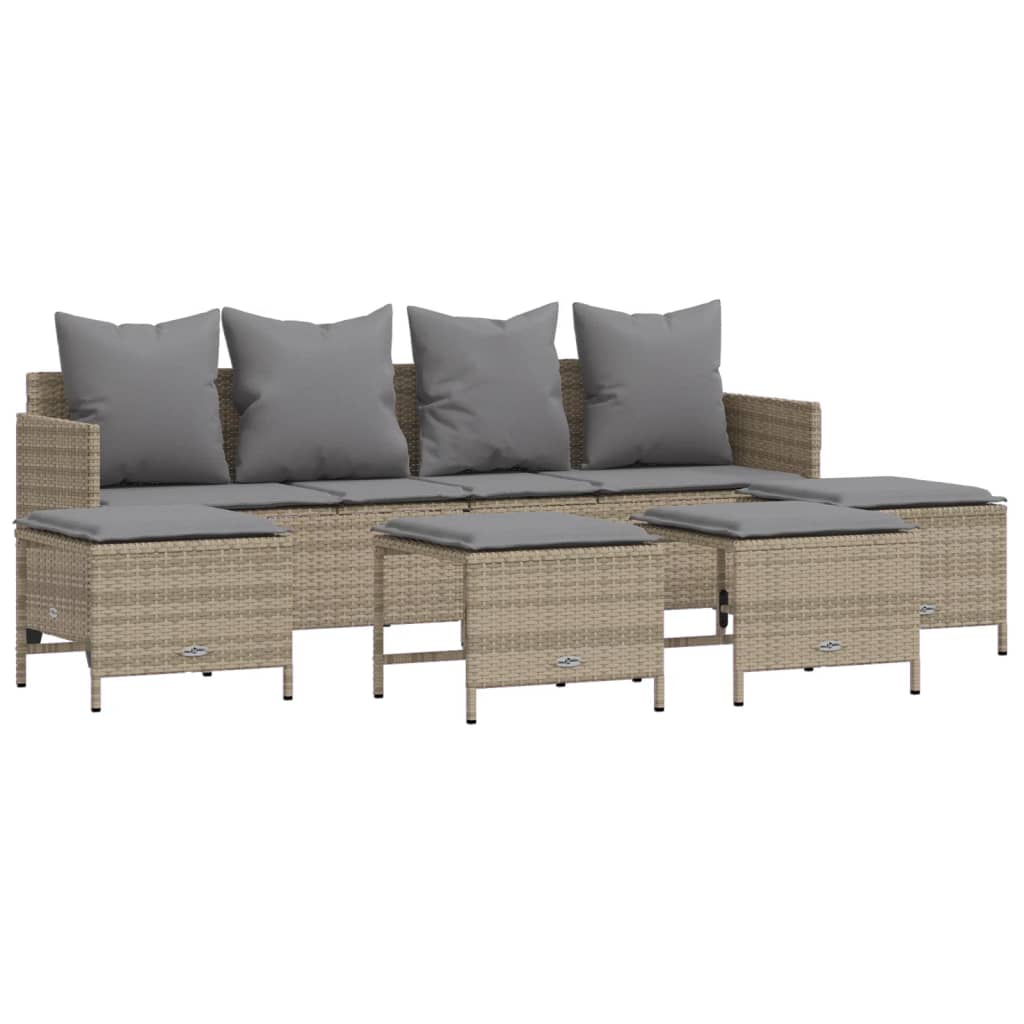 Set Divano da Giardino 5 pz con Cuscini Beige in Polyrattan | homemem39