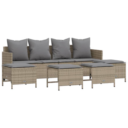 Set Divano da Giardino 5 pz con Cuscini Beige in Polyrattan - homemem39