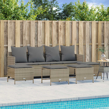 Set Divano da Giardino 5 pz con Cuscini Beige in Polyrattan | homemem39