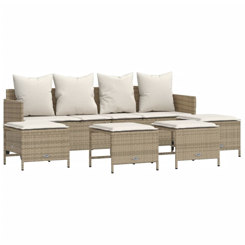 Set Divano da Giardino 5 pz con Cuscini Beige in Polyrattan | homemem39