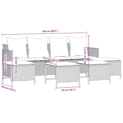 Set Divano da Giardino 5 pz con Cuscini Beige in Polyrattan | homemem39