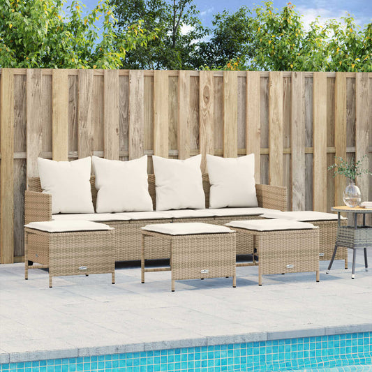 Set Divano da Giardino 5 pz con Cuscini Beige in Polyrattan - homemem39