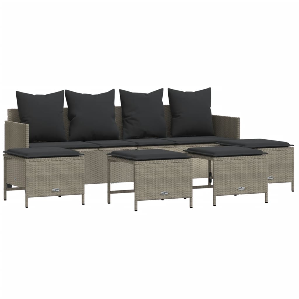 Set Divano da Giardino 5pz con Cuscini Grigio Chiaro Polyrattan - homemem39