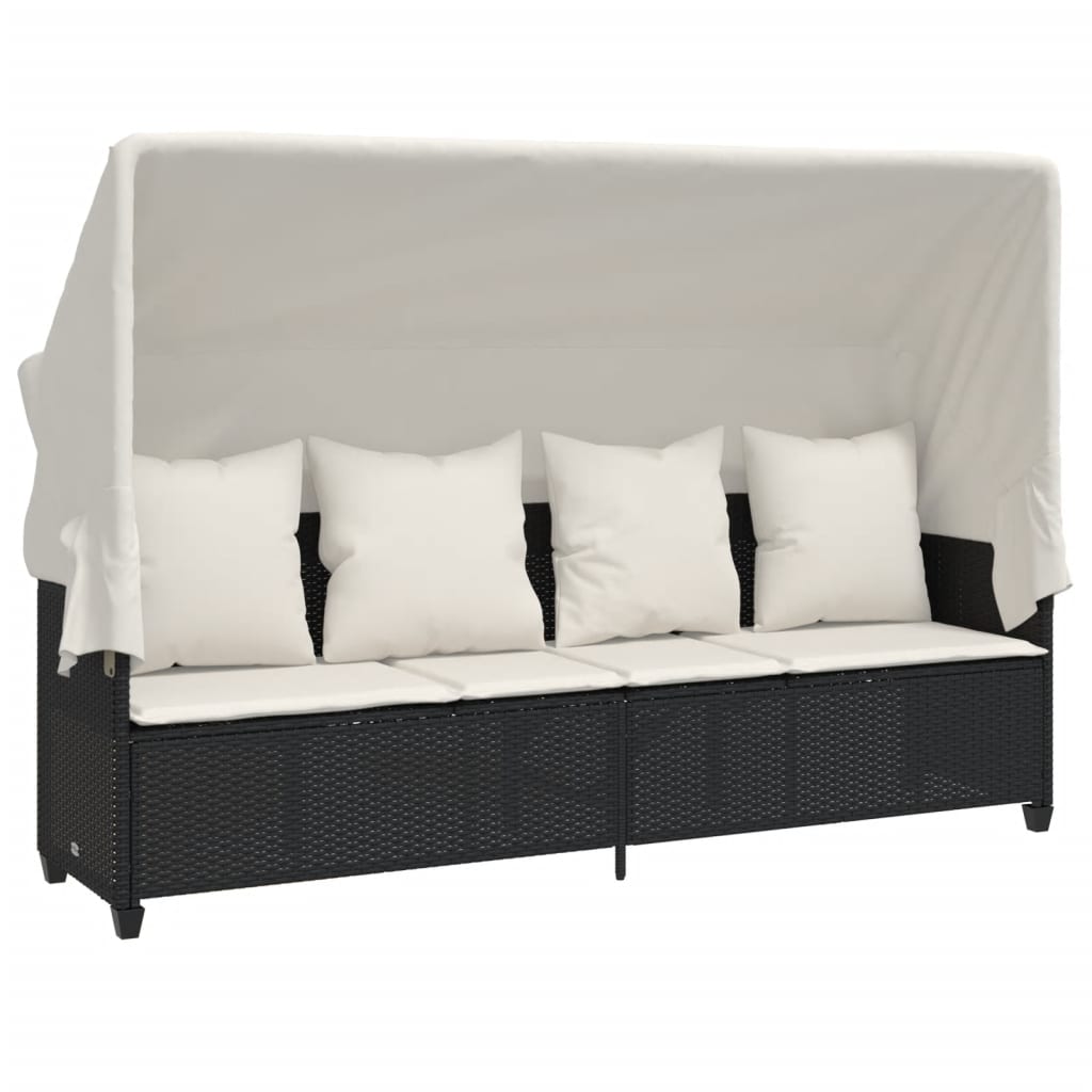Set Divani da Giardino 5 pz con Cuscini in Polyrattan Nero - homemem39