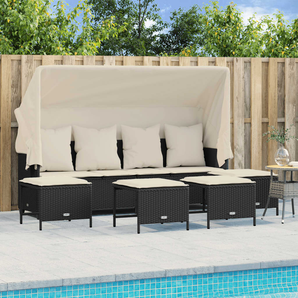 Set Divani da Giardino 5 pz con Cuscini in Polyrattan Nero - homemem39