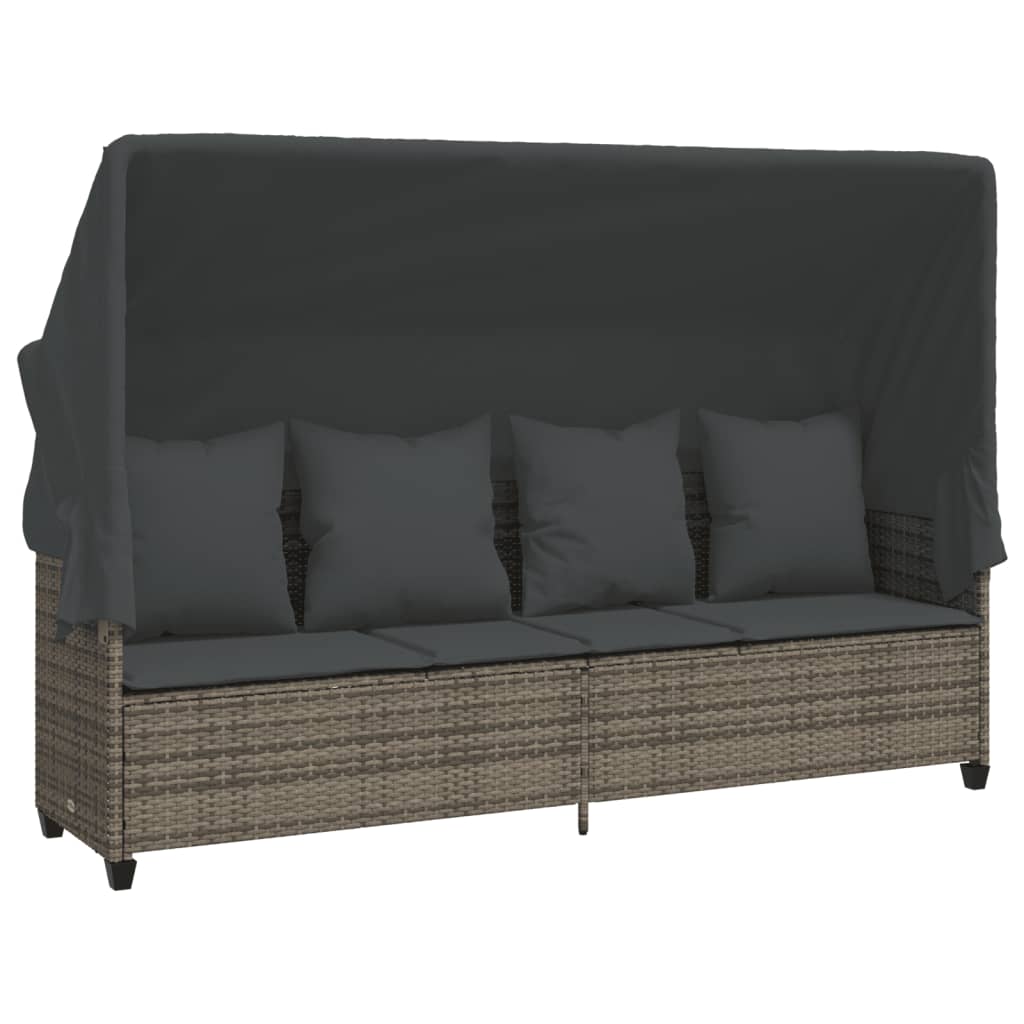 Set Divano da Giardino 5 pz con Cuscini Grigio in Polyrattan - homemem39