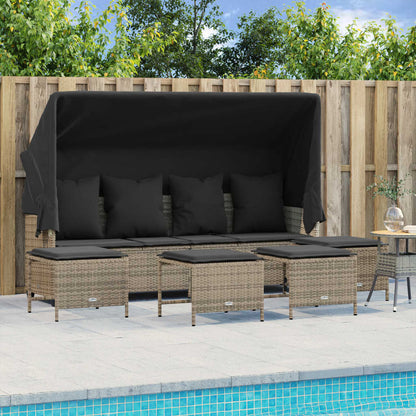 Set Divano da Giardino 5 pz con Cuscini Grigio in Polyrattan - homemem39