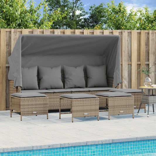 Set Divano da Giardino 5 pz con Cuscini Beige in Polyrattan - homemem39