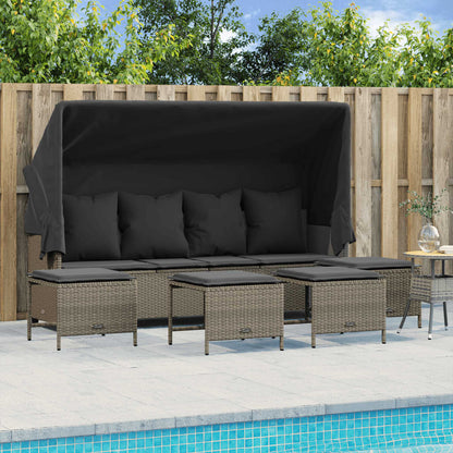 Set Divano da Giardino 5pz con Cuscini Grigio Chiaro Polyrattan - homemem39